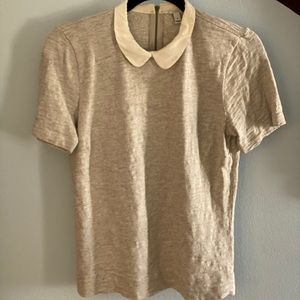 JCrew Silk Collar tee Size S Gray style 59448